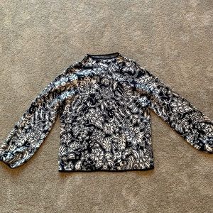 Navy and white mock neck sweater